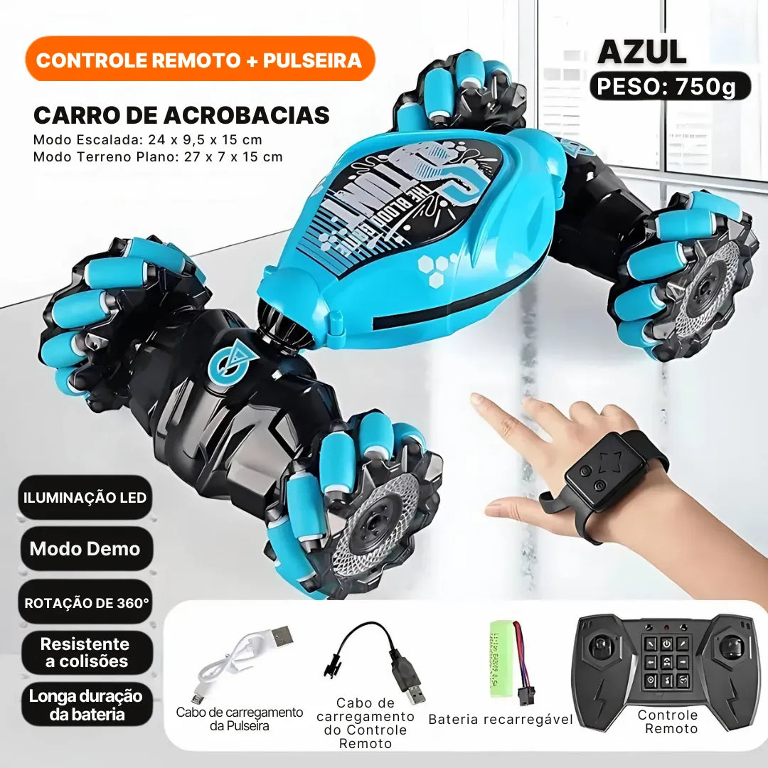 Carro de Acrobacias RC com Controle Remoto e Luz LED | Innova Fácil