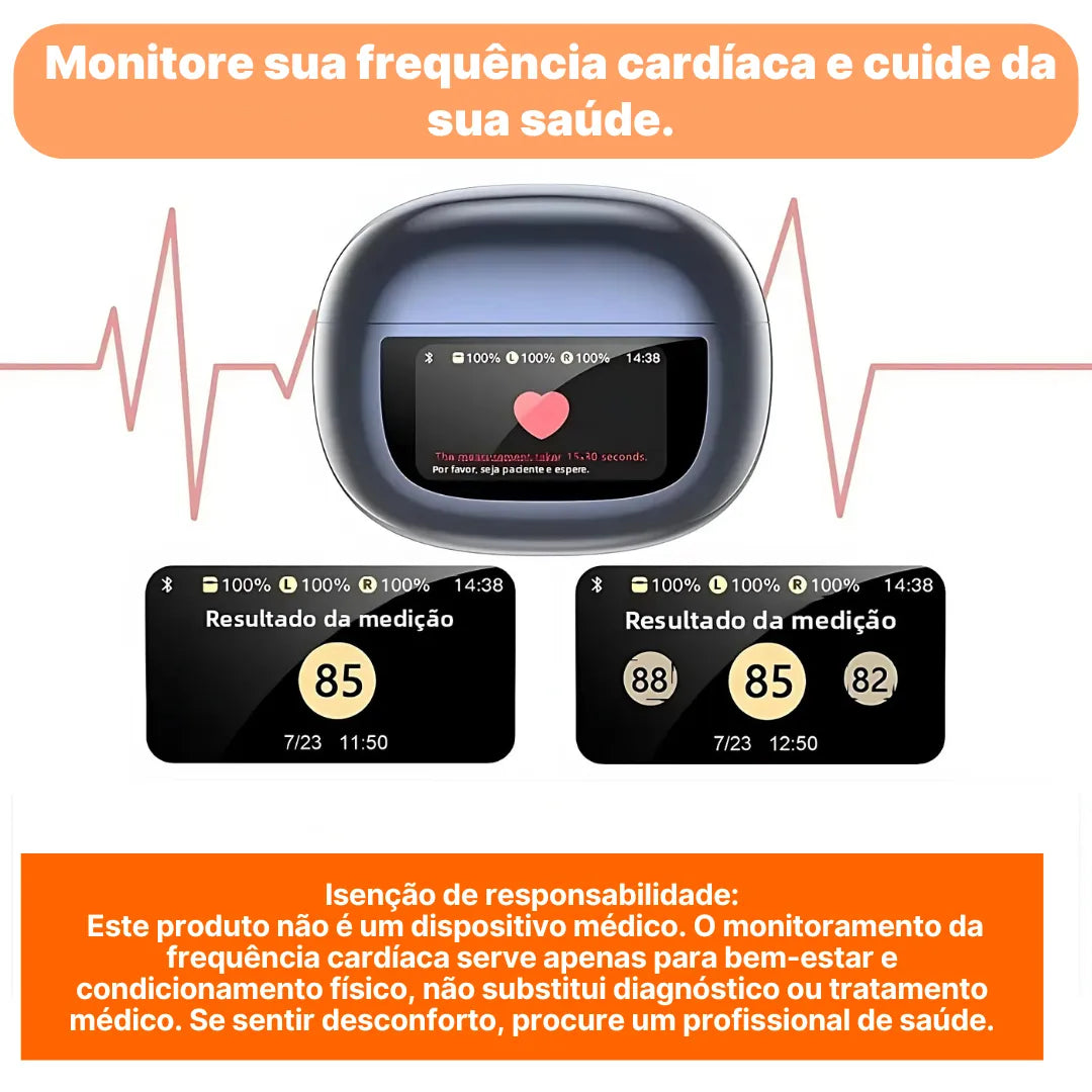 Fone Bluetooth MINISO MS212 com Monitor Cardíaco e Controle Touch | Innova Fácil