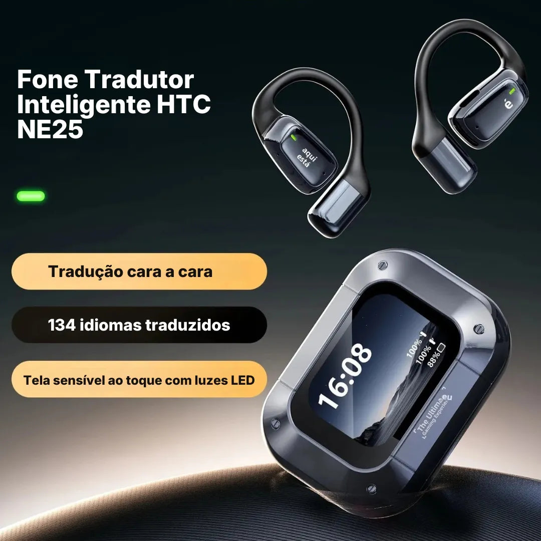 Fone Tradutor Bluetooth HTC NE25 Com Tela Touch E Bateria De Longa Duração | Innova Fácil