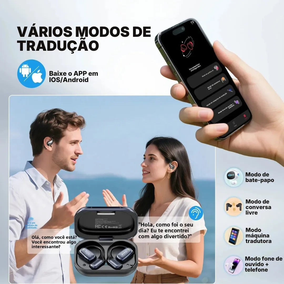 Fone Tradutor Bluetooth HTC NE25 Com Tela Touch E Bateria De Longa Duração | Innova Fácil