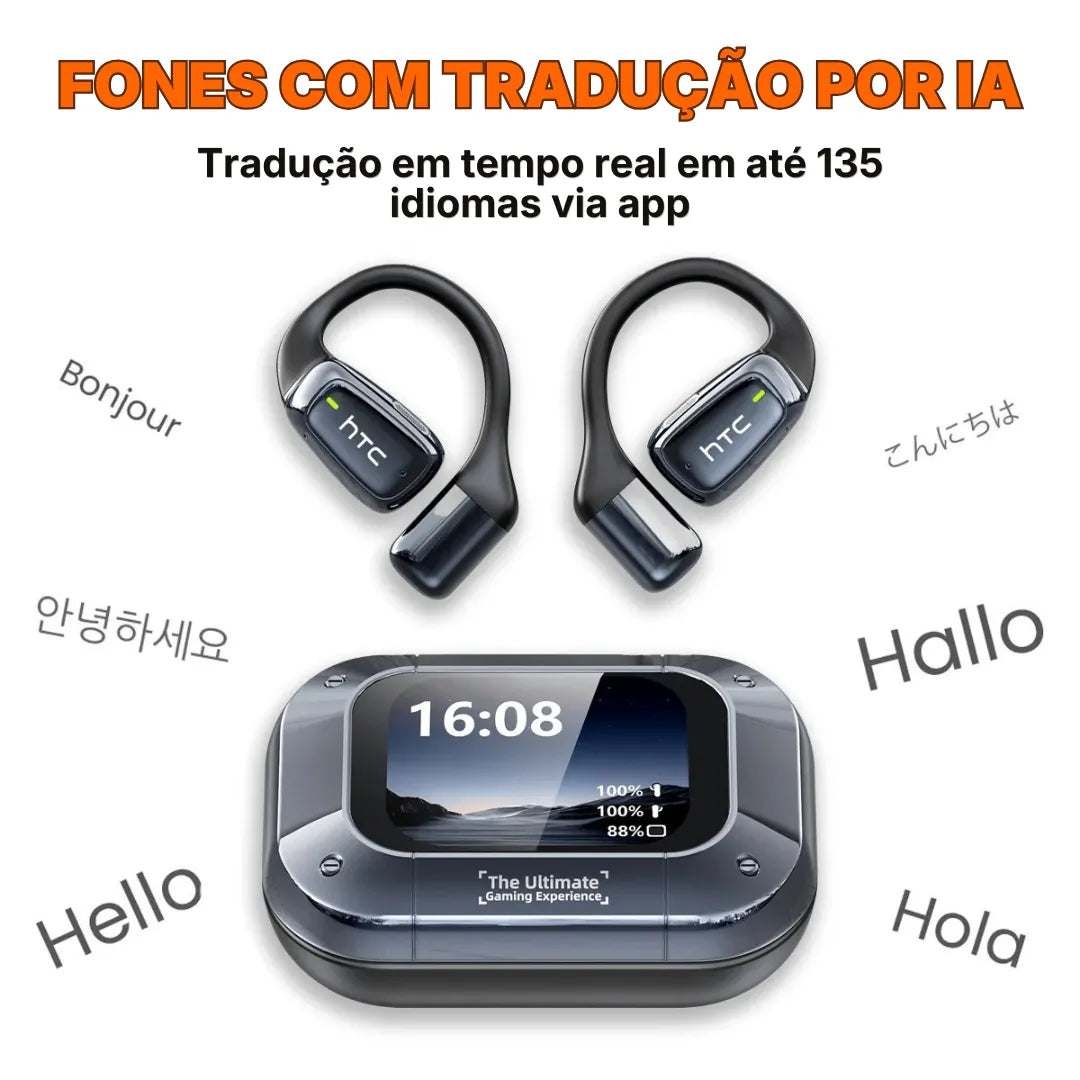 Fone Tradutor Bluetooth HTC NE25 Com Tela Touch E Bateria De Longa Duração | Innova Fácil