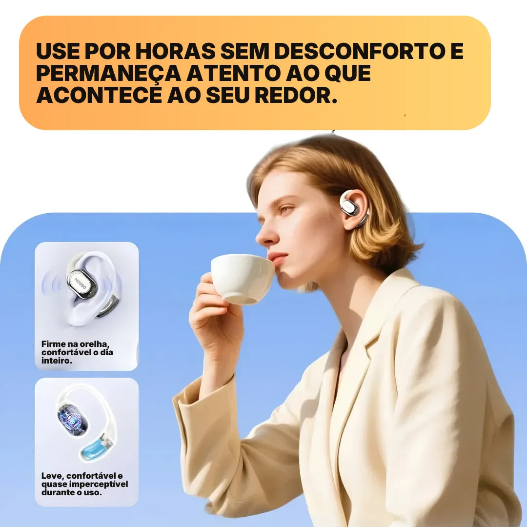 Fone de Ouvido Bluetooth MINISO MS156 Open Ear OWS com Tradutor IA, Bluetooth 5.4 e ENC | Innova Fácil