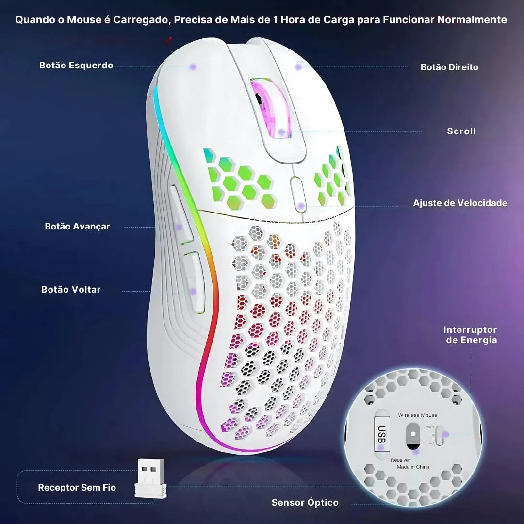 Mouse com Iluminação RGB e Alta Performance Gamer - GlowMotion | Innova Fácil